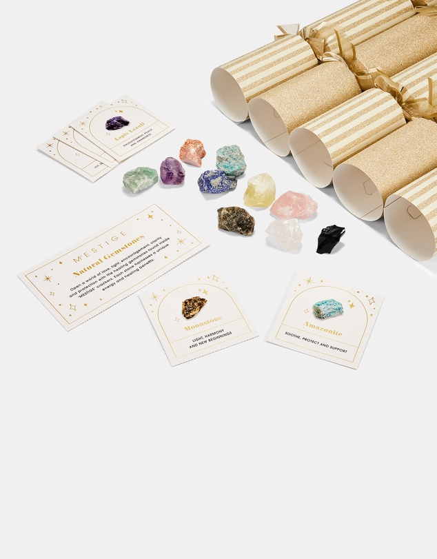 Mestige - Wellness 10 Pack Crackers with Natural Gemstones - Golden Stripe