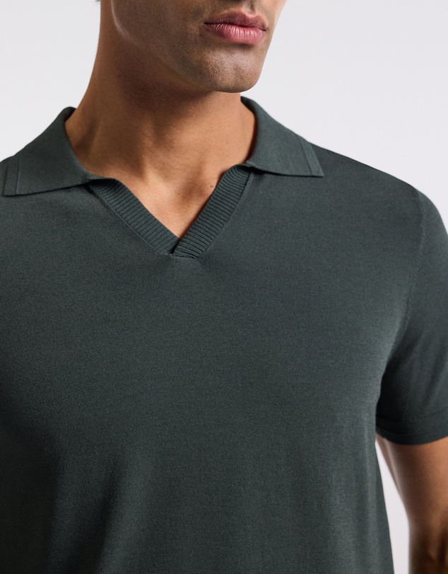 Calibre - Technical Knit Rib Collar Polo Fern