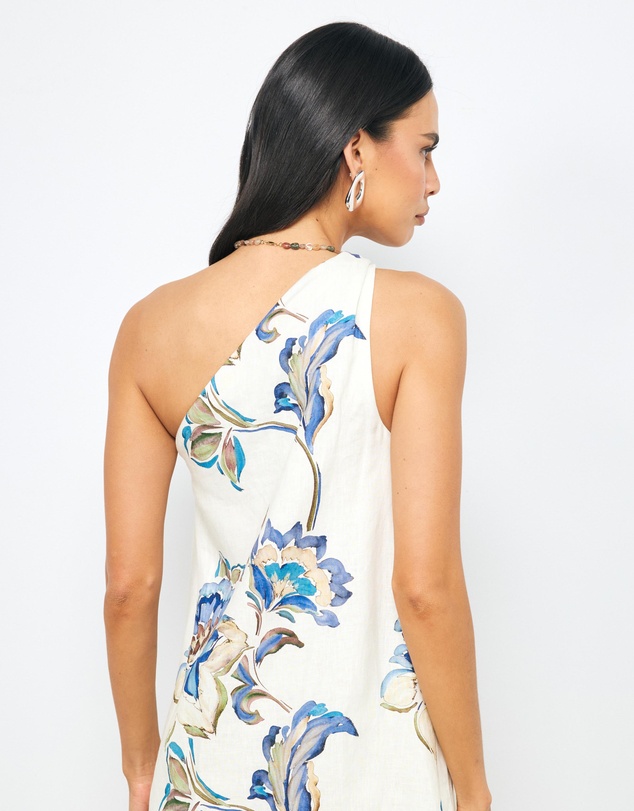 AERE - Lea Linen One Shoulder Midi Dress