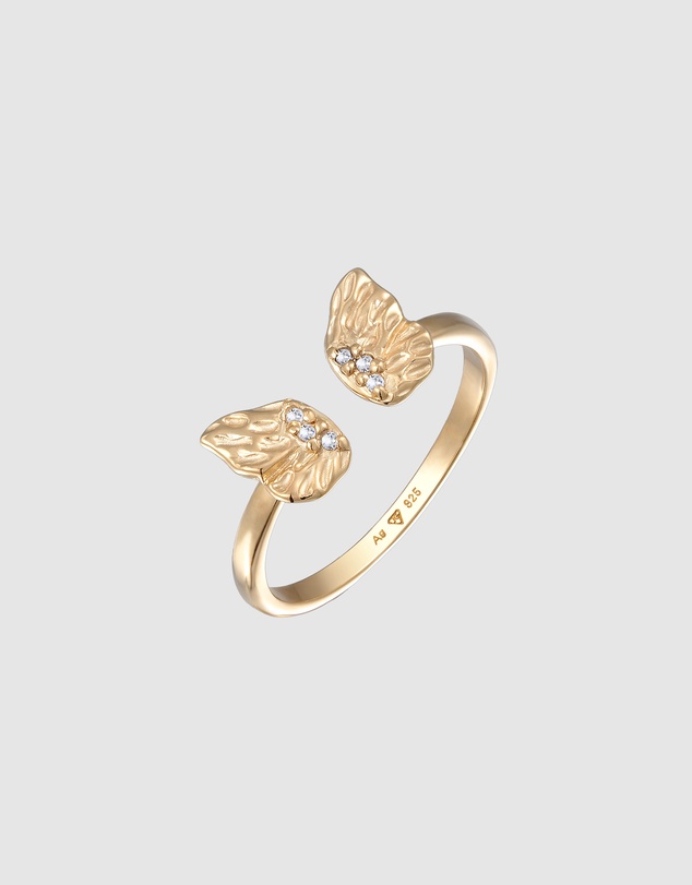 Elli Jewelry - Butterfly Zirconia Ring in Gold-Plated 925 Silver