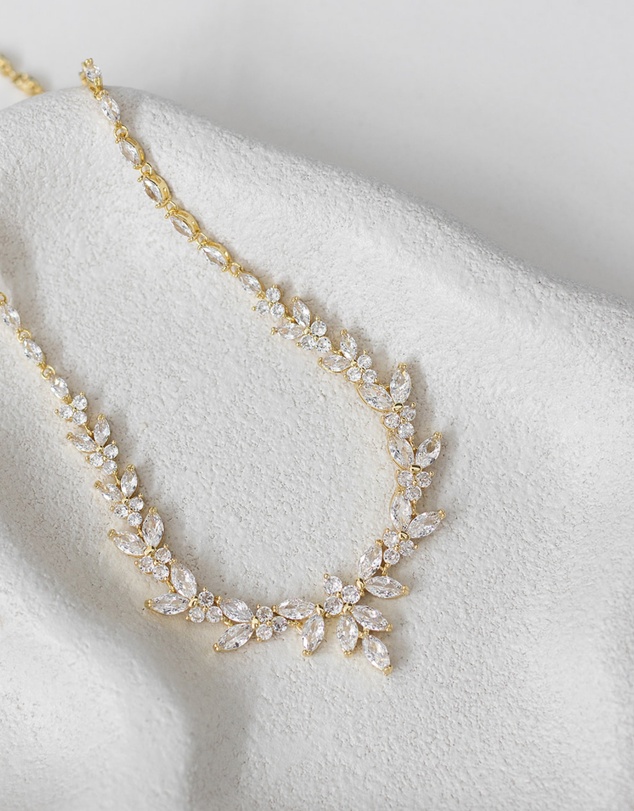 The White Collection - Courtney - Statement Gold Bridal Necklace