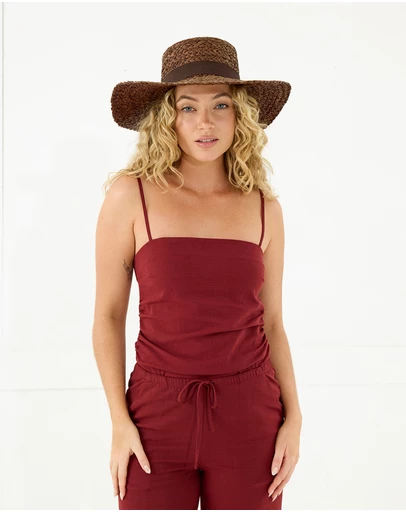 Morgan & Taylor - Catalina Braided Raffia Boater Brown
