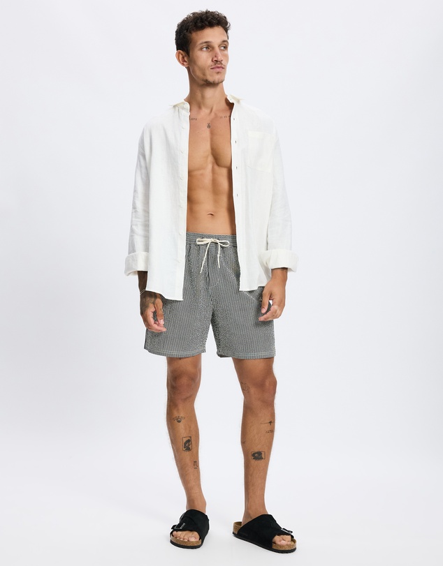 Les Deux - Stan Stripe Seersucker Swim Shorts