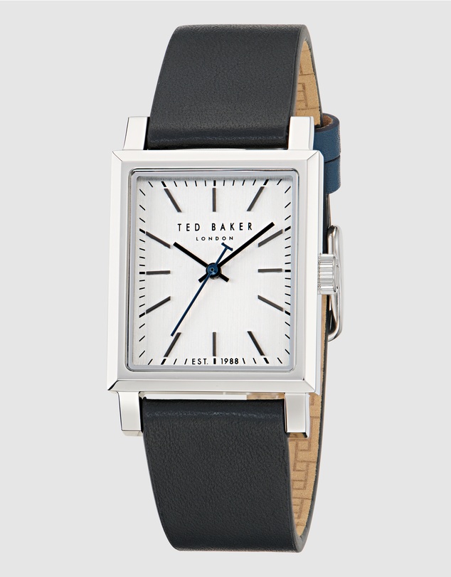 Ted Baker - Jaareth Silver-Tone Black Leather Watch