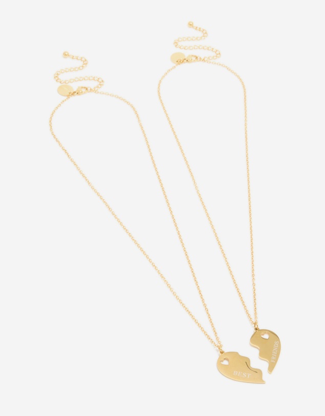 Lovisa - Waterproof Gold Plated Stainless Steel BFF Heart Necklaces 2-Pack