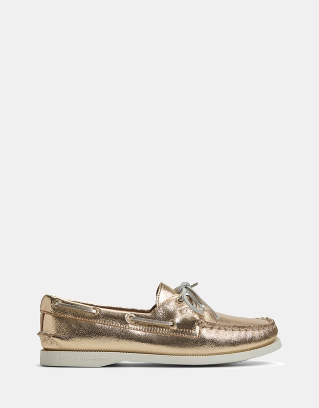 Sperry - A/O 2-Eye Leather Crinkle Gold- Women's