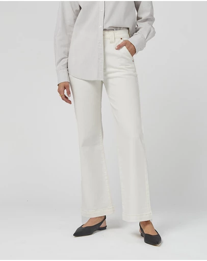 DRICOPER DENIM - Misika Ivory Flare Leg Trousers