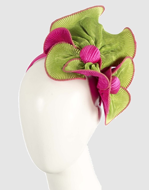 Max Alexander - Lime and Fuchsia Racing Fascinator
