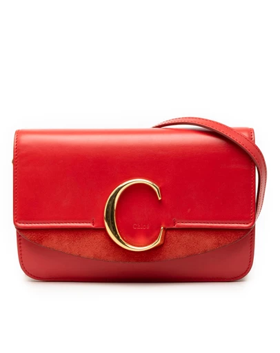 Pre-Loved by Azura Reborn - Pre-Loved Small Calfskin and Suede C Clutch With Chain