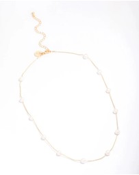 Lovisa - Gold Plated Freshwater Pearl Dotted Fine Short Necklace