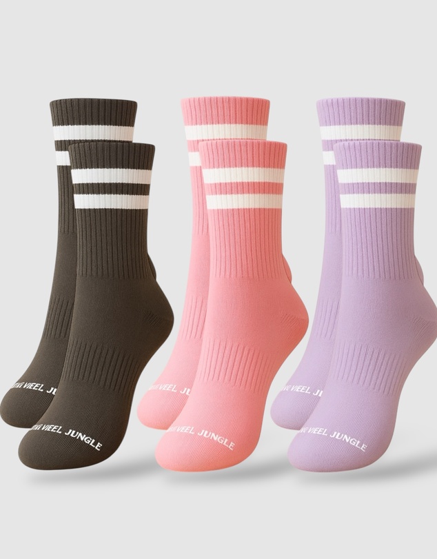 High Heel Jungle - Varsity Pilates Yoga Grip Socks - 3 Pack