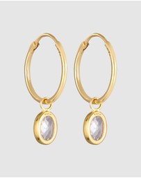 Elli Jewelry - Earrings Creoles Pendant Oval With Zirconia In 925 Sterling Silver Gold Plated