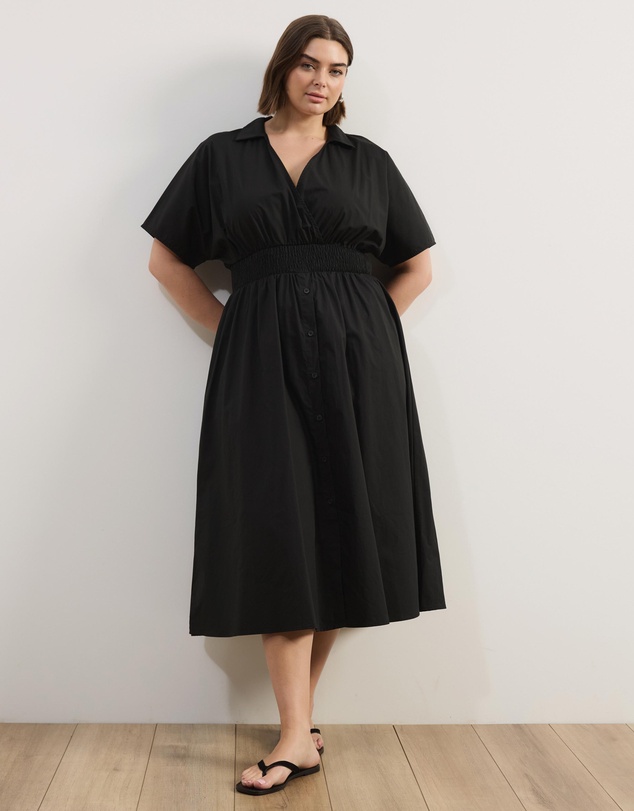 Atmos&Here Curvy - Ines Shirring Waist Midi Dress