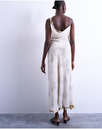 TOPSHOP - Contrast Layered Asymmetric Neck Midi Dress