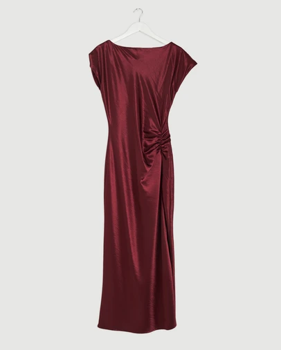 Revibe - Repaired Tussah Amy Boat Neck Satin Midi Dress - AU 10