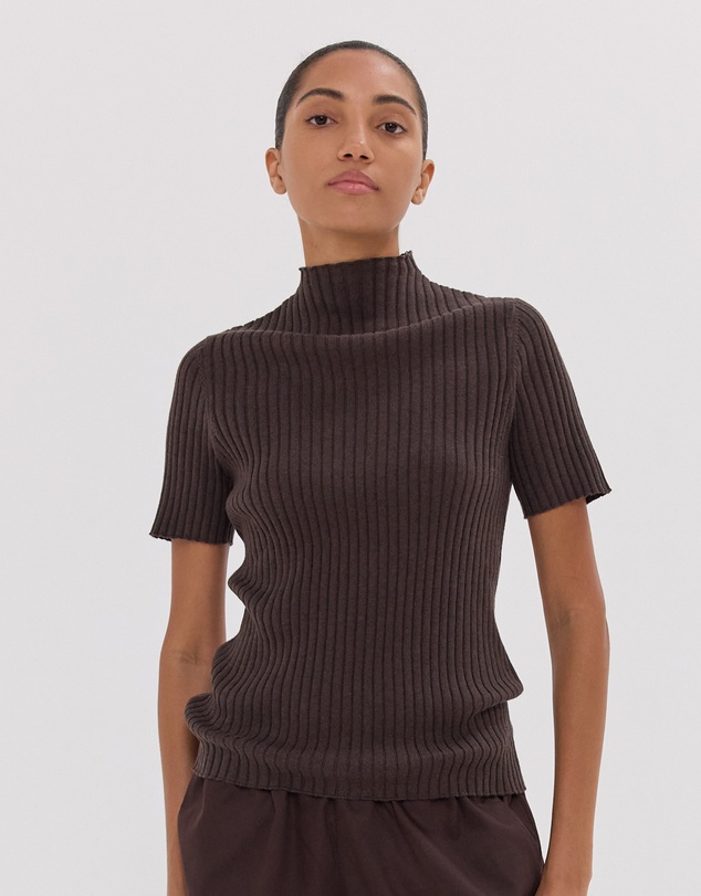 Cloth & Co. - The Rib Funnel Tee | Brazil Nut