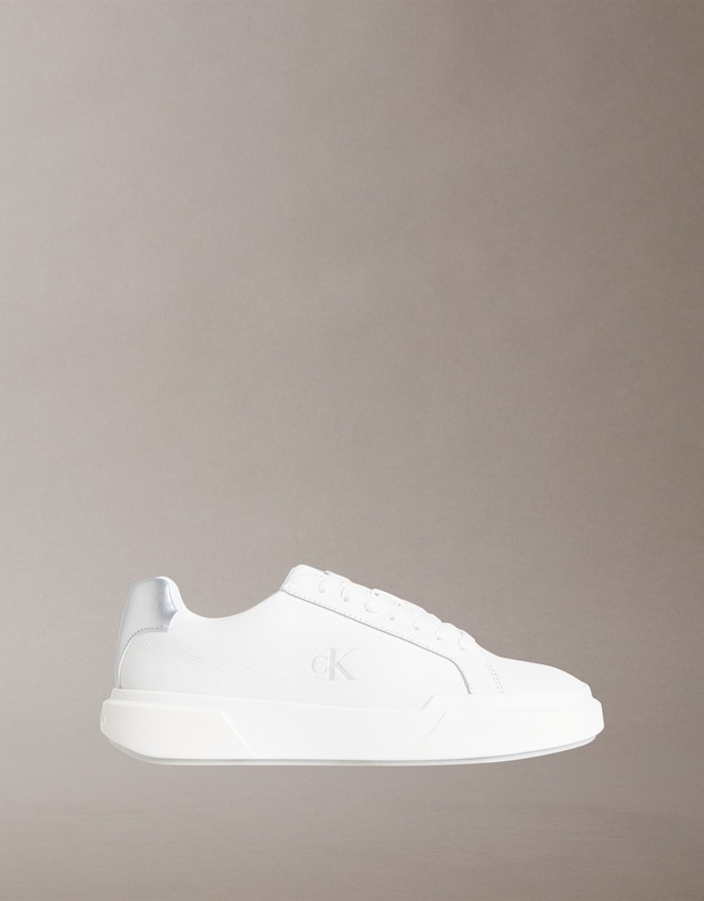 Calvin Klein - CK Avenue Leather Silver Tab Sneakers