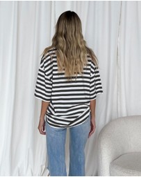 Dazie - Nostalgia Stripe Oversized Boyfriend Tee