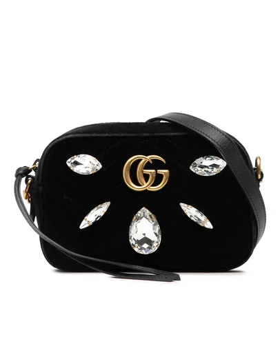 Pre-Loved by Azura Reborn - Pre-Loved Mini GG Marmont Crystal Embellished Matelasse Velvet Crossbody