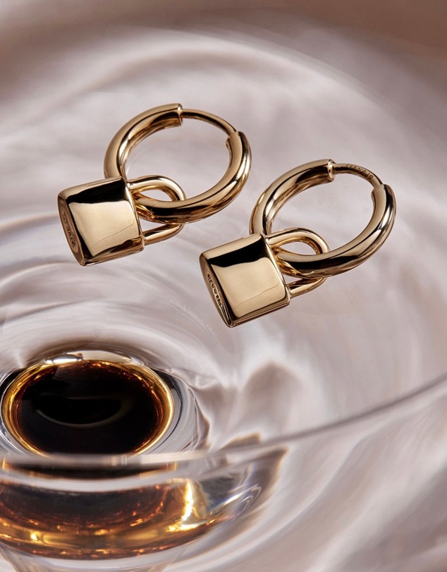 Najo - Love Lock Yellow Gold Huggie Earrings