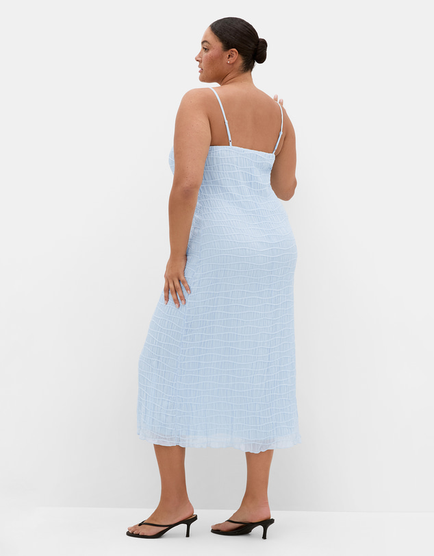 City Chic - Plus size Clarissa Strappy Shirred Maxi Dress - sky blue