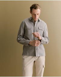 Trenery - Puppytooth Jacquard Overshirt in Asphalt