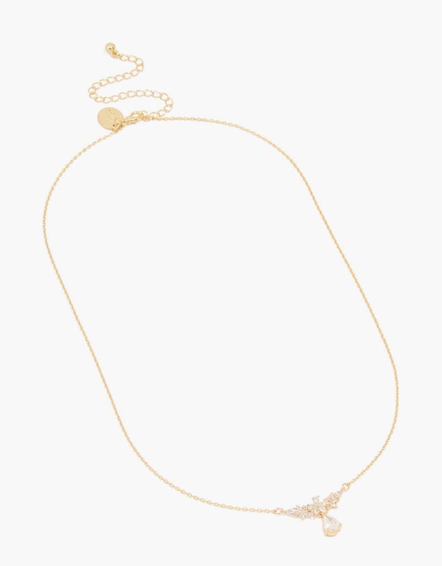 Lovisa - Gold Plated Cubic Zirconia Floral Teardrop Necklace