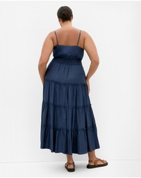 City Chic - Plus size Aiza Tier Maxi Dress - petrol