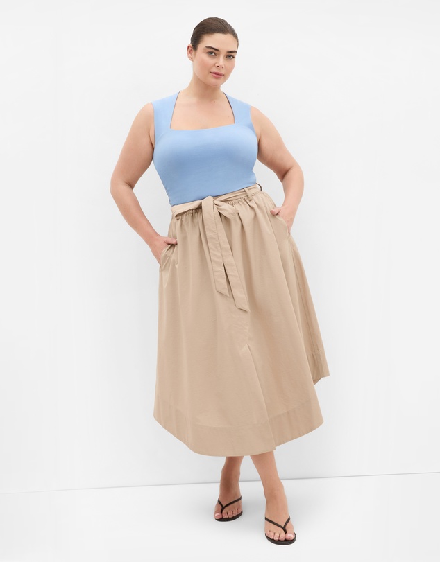 City Chic - Plus size Ally Midi Skirt - taupe
