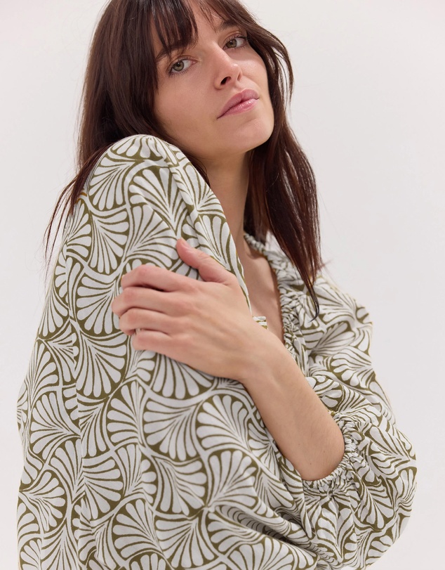 Cloth & Co. - The Block Print Blouse | Olive