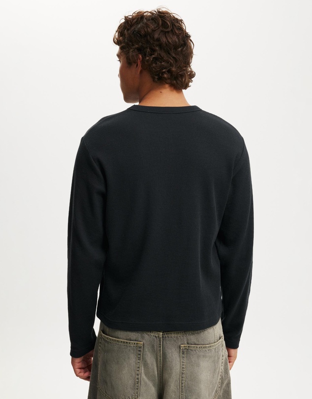 Cotton On - Cropped Fit Textured Long Sleeve T-Shirt