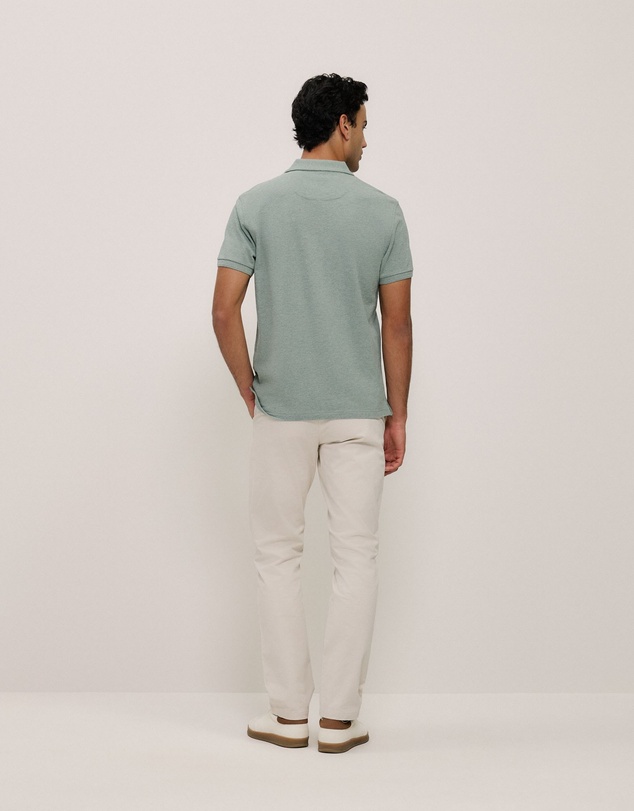 Trenery - Pique Marle Monogram Polo in Sage Green