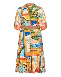 City Chic - Plus size Wild Soul Print Shirt Dress - peach