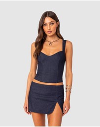 EDIKTED - Jemma Lace Up Denim Corset