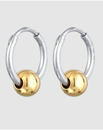 Kuzzoi - ICONIC EXCLUSIVE - Earrings Creole Male Ball 925 Sterling Silver Gold-plated Bicolor