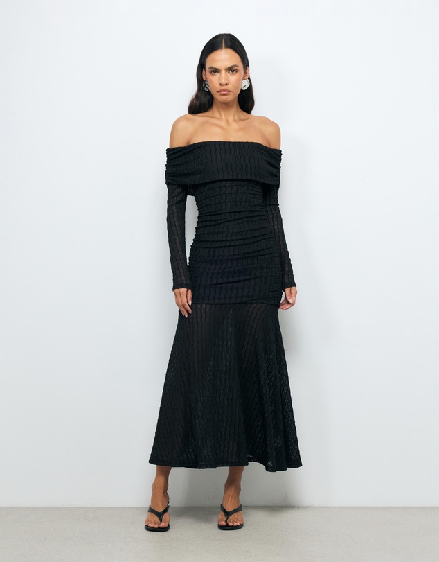 AERE - Valentina Off Shoulder Midi Dress