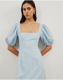 Atmos&Here - Ava Linen Blend Puff Sleeve Maxi Dress