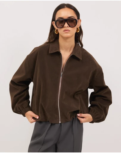 Calli - Hayden Faux Suede Bomber Jacket