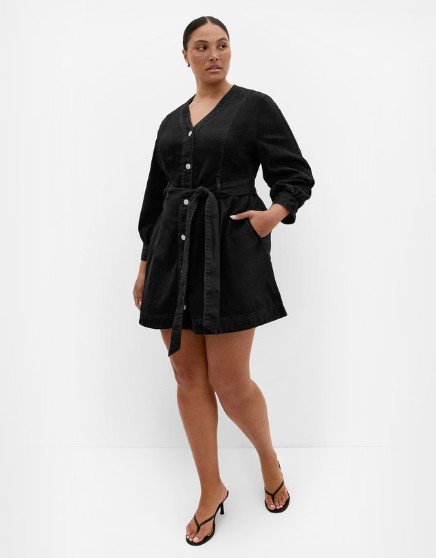 City Chic - Demi Belted Denim Mini Dress