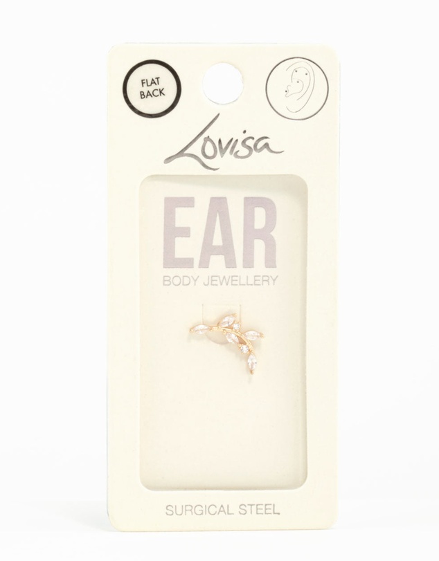 Lovisa - Gold Plated Surgical Steel Curved Vine Single Flat Back