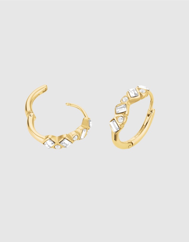 Rosefield - Playful Crystals Baguette and Round Gold-Tone Hoop Earrings