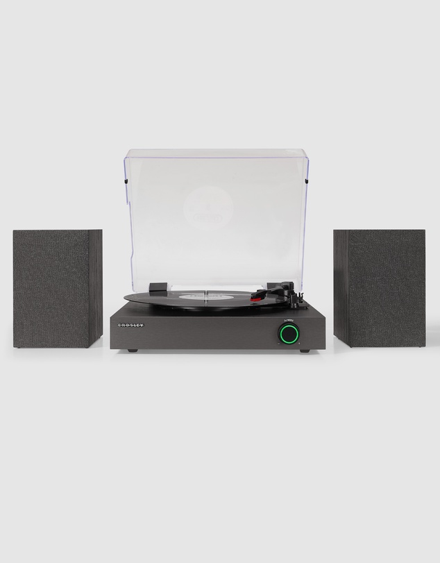 Crosley - Crosley Zane 3-Speed Bluetooth Vinyl Record Player Turntable, with Matching Stereo Speakers - Black