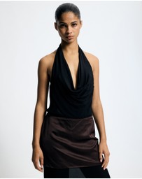 Lover - Jett Solid And Sheer Cowl Maxi Dress