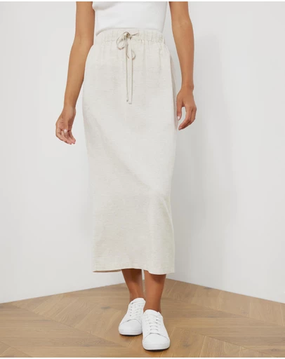Atmos&Here - Tenley Linen Blend Midi Skirt