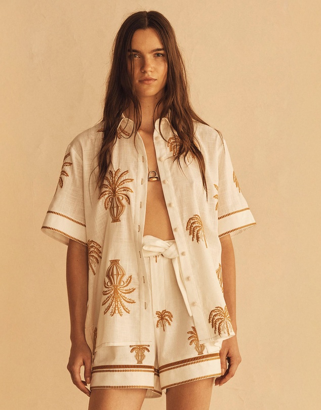 AUR OCEA - Dalla Palma Embroidered Cuffed Short Sleeve Shirt