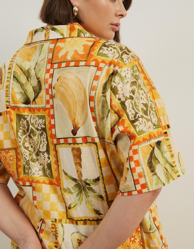 Atmos&Here Curvy - Paradise Linen Blend Shirt