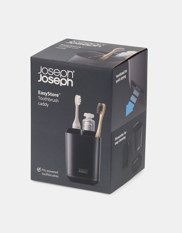 Joseph Joseph - EasyStore™ Toothbrush Caddy with Matt Black Finish