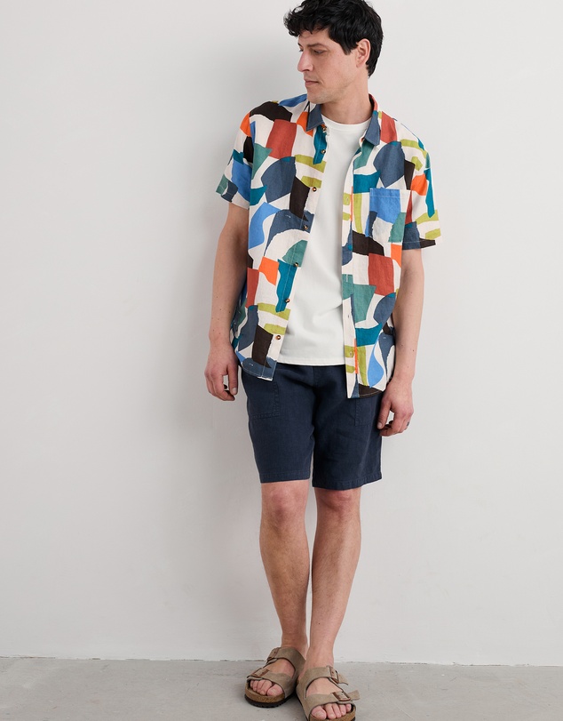 Seasalt - Seasalt Cornwall Multi Blue Heron Short Sleeve Shirt
