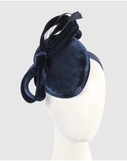 Max Alexander - Velvet Navy Winter Pillbox Fascinator