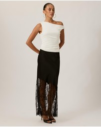 Tussah - Opal Satin Lace Trim Maxi Skirt